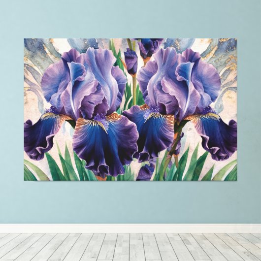 *~* Blauwe Lavendel IRIS Irissen Bloemen TV2 Canvas Afdruk (Insitu (Houten vloer))