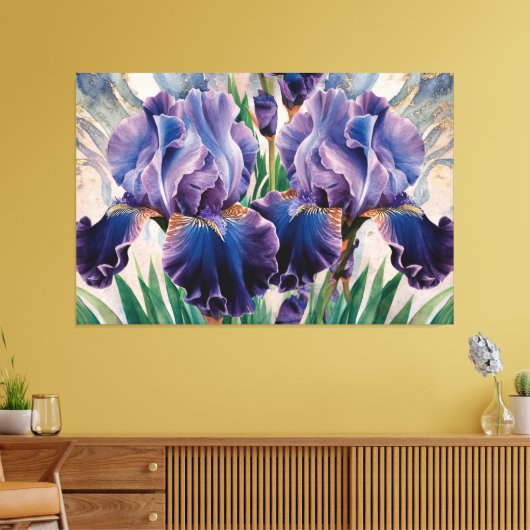 *~* Blauwe Lavendel IRIS Irissen Bloemen TV2 Canvas Afdruk (Insitu (Woonkamer))