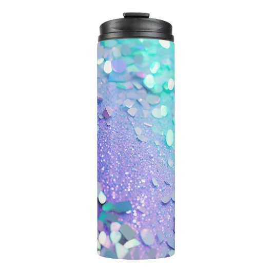 Blauwe Lavendel Mint Glitter Thermische Tumbler 12 Thermosbeker (Voorkant)