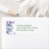 Blauwe Lavendel Waterverf Bloemenwijnstok Etiket (Insitu)