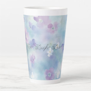 Blauwe Lavendel Witte Paarse Bloemen Latte Mok