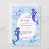 Blauwe Lavendel Zeemeermin Waterverf Baby Meisje D Kaart (Voorkant)