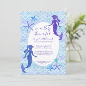 Blauwe Lavendel Zeemeermin Waterverf Baby Meisje D Kaart (Staand voorkant)