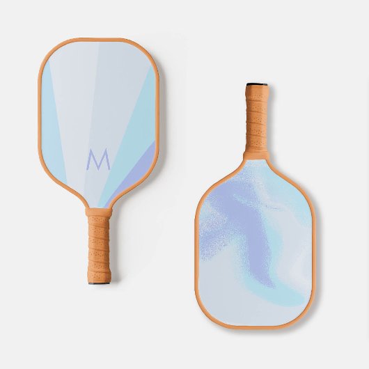 Blauwe Lavendelstralen Monogram Modern Gepersonali Pickleball Paddle