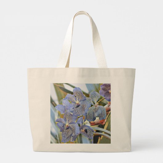 Blauwe lavender met orchidee bloemen grote tote bag (Achterkant)