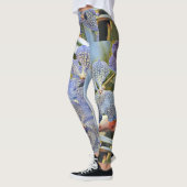 Blauwe lavender met orchidee bloemen leggings (Links)