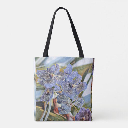 Blauwe lavender met orchidee bloemen tote bag (Achterkant)