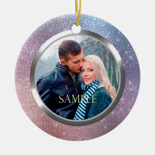 Blauwe lavender Starry licht eerste kerst Keramisch Ornament (Voorkant)