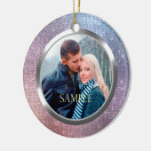 Blauwe lavender Starry licht eerste kerst Keramisch Ornament (Links)