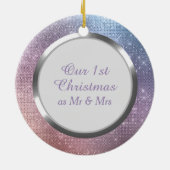 Blauwe lavender Starry licht eerste kerst Keramisch Ornament (Achterkant)