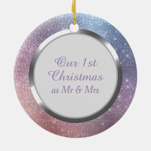 Blauwe lavender Starry licht eerste kerst Keramisch Ornament (Achterkant)