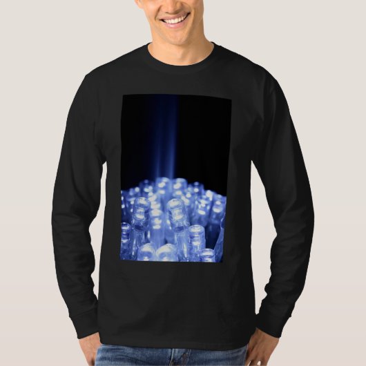 Blauwe LED-lampjes sluiten met lichtstraal T-shirt (Voorkant)