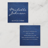 Blauwe lederen achtergrond vierkante visitekaartje (Voorkant / Achterkant)