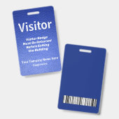 Blauwe lederen ontwerpbezoeker badge (Voor- en achterkant)