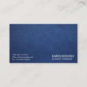 Blauwe lederen textiel met goudschild visitekaartje (Achterkant)