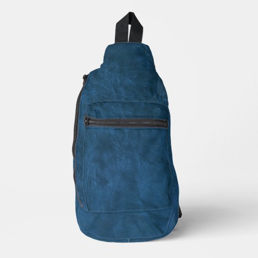 Blauwe lederen textuur sling bag (Voorkant)
