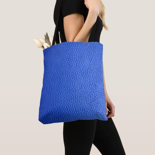 Blauwe lederhuid textuur tote bag (Dichtbij)