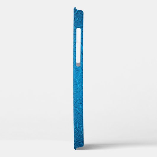 Blauwe ledertextuur Case-Mate iPhone case (Achterkant / Links)