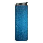 Blauwe ledertextuur thermosbeker (Gedraaid links)