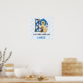 Blauwe Leeuw Monogram Letter L Babykamer Poster (Keuken)
