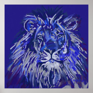 Blauwe Leeuw Poster