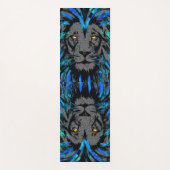 Blauwe leeuwenkop - Lion Face Portret Tekening Yogamat (Voorkant)