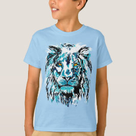 Blauwe leeuwenkop T-Shirt | Shirt van lion
