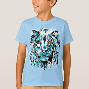 Blauwe leeuwenkop T-shirt   Shirt van lion