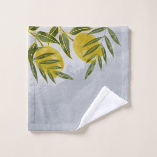 Blauwe legant botanische emon bad handdoek (Wasdoekje)