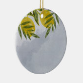 Blauwe legant botanische emon keramisch ornament (Rechts)