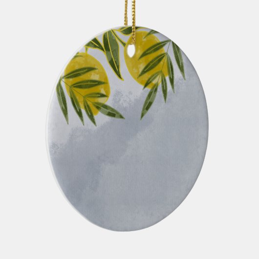 Blauwe legant botanische emon keramisch ornament (Rechts)