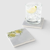 Blauwe legant botanische emon stenen onderzetter (Zijkant)