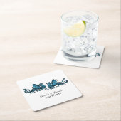 Blauwe legant dragons Wedding Paper-Onderzetters Kartonnen Onderzetters (Insitu)