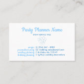 Blauwe legant Party Plan Birthday Weddenschap Ball Visitekaartje (Achterkant)