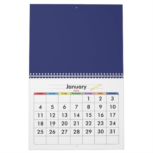 Blauwe lege kalender met feestdagen 2025 (Jan 2026)