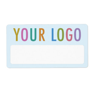 Blauwe lege naamstickers met logo badge labels