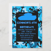 Blauwe Leger Camouflage Birthday Party - Uitnodigi Kaart (Voorkant)