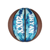 Blauwe legercamouflage, aangepaste naam mini baske basketbal (Verticaal)