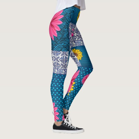 blauwe leggings floraal lange afdruk (Rechts)