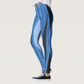 Blauwe Leggings met golvende zwarte strepen (Links)