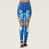 Blauwe Leggings met Tropische Bloemen (Achterkant)