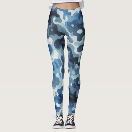 Blauwe Leggings van Camouflage (Voorkant)