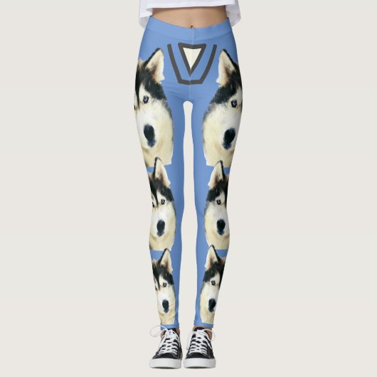 blauwe Leggings van Siberië Husky (Voorkant)