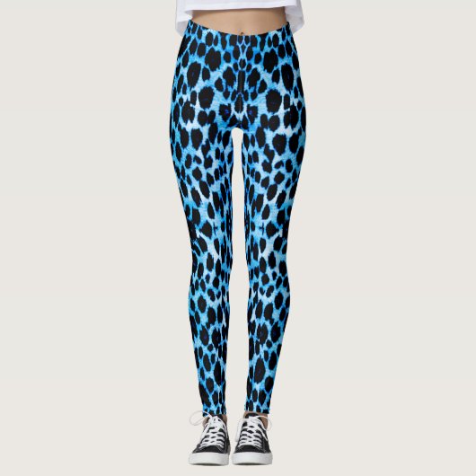 Blauwe Leggings voor het afdrukken van luipaarden (Voorkant)
