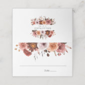 Blauwe leisteen, Bourgogne en Blush Bloemen, Huwel Plaatskaartje (Buitenkant ongevouwen)