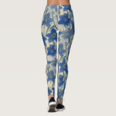 Blauwe lelie bloem patroon leggings (Achterkant)