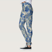 Blauwe lelie bloem patroon leggings (Links)