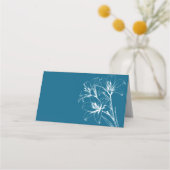 Blauwe Lelie Outline Wedding Gevouwen Plaatskaartje (Achterkant)