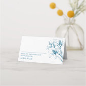 Blauwe Lelie Outline Wedding Gevouwen Plaatskaartje (Voorkant)