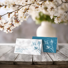 Blauwe Lelie Outline Wedding Gevouwen Plaatskaartje